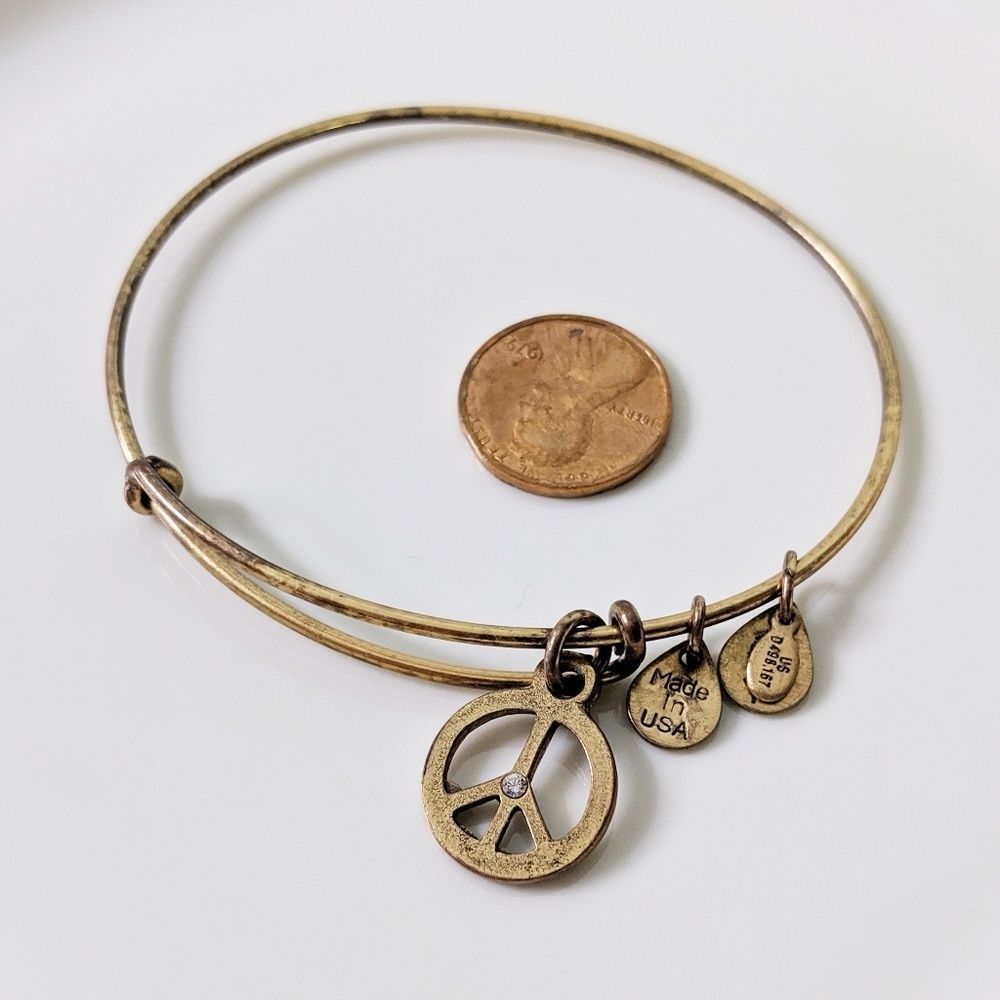 Alex and Ani Rafaelian Gold Peace Symbol Bracelet